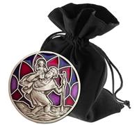 Lunexus Christopher Car sticker purple violet - blessed with certificate - incl. velvet pouch - magnet and adhesive strips - lucky charm motorists patron saint travelers - Christian gift