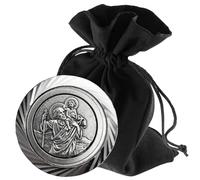LUNEXUS Christopherus Car Magnet Diameter 3.5 cm - St Christopher Plaque - Blessed - Motorist Boss - Silver Edge - Guardian Angel - Lucky Charm Car