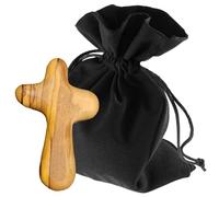 Lunexus Consolation Cross 5 cm - Olive Wood from Bethlehem - Handmade, Blessed & Consecrated - Cross for Communion, Christening, Confirmation, Prayer, Pilgrims & Sick - Healing Cross Hand Cross - Gift