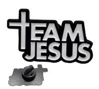 Lunexus Cross Team Jesus Lapel Pin Black and White 3.05 x 1.78 cm Butterfly Clasp Blessed with Certificate - Denim Jacket Backpack Cap - Communion Confirmation Christmas Gift