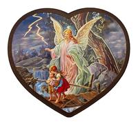 Lunexus Guardian Angel Picture Heart Shape 14 x 15.5 cm - Angel Over Bridge Blessed