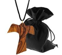 Lunexus Handmade Handmade Olive Wood Holy Spirit Dove Necklace - Bethlehem Blessed - Includes 80cm Cord - Unisex - Black Velvet Pouch - Certificate of Devotion Sign