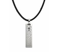 Lunexus Lord's Prayer Cross Necklace Silver with Black Band, 3 x 1 cm