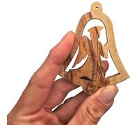 Lunexus Olive Wood Angel Pendant - Handmade from Bethlehem - Blessed Christmas Tree Ornament and Gift Tag from the Holy Land - Includes Gold & Silver Ribbon with Clasp and Certificate