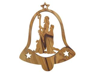 Lunexus Olive Wood Angel Pendant - Handmade from Bethlehem - Blessed Christmas Tree Ornament and Gift Tag from the Holy Land - Includes Gold & Silver Ribbon with Clasp and Certificate