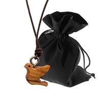 Lunexus Olive Wood Dove Carved Necklace - Handmade Bethlehem - Christian Pendant Blessed with Certificate - Peace Holy Spirit Symbol with 80cm Ribbon and Velvet Pouch Gift