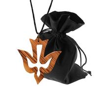 Lunexus Olive Wood Dove Necklace - Handmade 80cm Nylon Cord Pendant Natural Grain Blessed with Certificate - Velvet Gift Bag Handmade Bethlehem Symbol