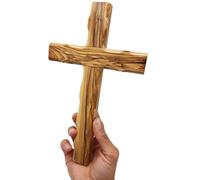 Lunexus Olive Wood Wall Cross 25cm - Handcrafted, Blessed | A handcrafted olive wood wall cross, blessed by a Catholic priest, from Bethlehem, the Holy Land.