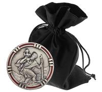 LUNEXUS Saint Christopher Car Magnet Diameter 2.5 cm - Saint Christopher Blessed Plaque with Certificate - Car Boss - Adhesive Stamp & Magnet - Lucky Charm Car with Red Edge for One