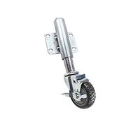 LUNEZY 3 Inch Spring Gate Wheels,Heavy Duty Shock Absorber Rotating Caster,Height Adjustable 30/60mm,Wear-Resistant Silent Industrial Wheel,Gray(Side brake30mm)