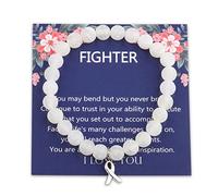 Lung Cancer Awareness Ribbon Beads Bracelet Lung Cancer Awareness Gift For Her, 7.0, Nickel, zircon gemstone