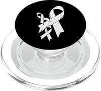 Lung Cancer Awareness Ribbon Fighter Chemo Motivation White PopSockets PopGrip for MagSafe