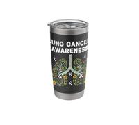 Lung Cancer Awareness Supporters Unity Powerful Floral Stainless Steel Insulated Tumbler