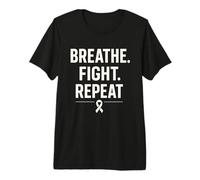 Lung Cancer Awareness White Ribbon Warrior Breathe Hope Premium T-Shirt