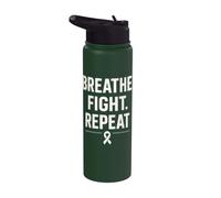 Lung Cancer Awareness White Ribbon Warrior Breathe Hope Stainless Steel Insulated Water Bottle