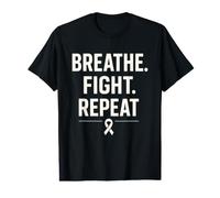 Lung Cancer Awareness White Ribbon Warrior Breathe Hope Value Graphic T-Shirt