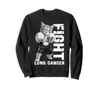 Lung Cancer Kitty Cat Fight White Ribbon Sweatshirt