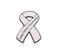 Lung Cancer Pin Lung Cancer Awareness Gift For Women Cancer Survivor Support Gifts White Ribbon Brooch Jewelry, SAME, Metal, unknow