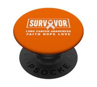 Lung Cancer Survivor - White Ribbon Lung Cancer Awareness PopSockets Adhesive PopGrip
