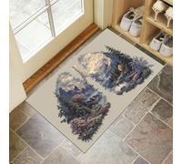 Lung-Shaped Forest Indoor DoorMat, Beige Washable Non Slip Low Profile Dirt Trapper Rug for Entrance Kitchen Bedroom Door Mats,