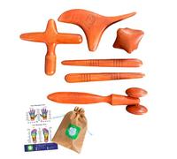 Lungcha 5 Types, 6 Piece Set - Traditional Thai Massage Stick Tool with Instructions and Tool Bag.(Set of 5 Types Full Body Massage)