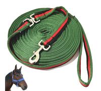 Lunge Line for Horse, Premium Equine Long Lungeing Line with Swivel Bolt Snap for Accurate Equestrian Training, Daily Use, 34 ft (10.4 Meters) (Green&Red&Black)