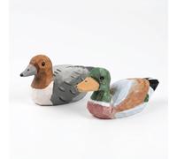 Lungigi Mallard Wood Duck & Australian Wood Duck Decor Set (Pack of 2), Hand-Carved Rustic Wooden Duck Figurine|Sculpture,Wooden Duck Ornament for Tabletop Home Decoration & Collectible Gift
