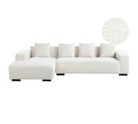 Corner Sofa 4 Seater LUNGO Boucle White Right Hand
