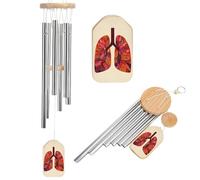Lungs in The Style of Mid-century Wind Chimes Memorial Deep Tone Windchime with 6 Aluminum Tubes Outdoor Backyard Garden Decoration