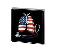 Lungs US Flag Respiratory Therapist Brooch Pins for Men Women Square Badge Collar Lapel Pins for Dress Jacket Accessories