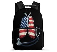 Lungs US Flag Respiratory Therapist Laptop Backpack for Women Men Shoulder Bags Rucksack Travel Daypack 16 Inch