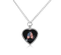 Lungs US Flag Respiratory Therapist Urn Necklace for Ashes Adjustable Pet Cremation Jewelry Heart Urn Pendant for Men Women