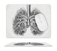 Lungs Vector Image Mouse Pad, 10 X 8 Inch PU Leather Mousepad with Smooth Surface, Square Waterproof Mouse Mat Non-Slip Ultra Thin Desk Pad for Gaming, Office & Home