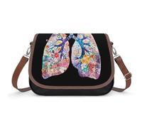 Lungs with Flowers Watercolor Women's Crossbody Bag Fashion Purses Small Shoulder Handbags with Adjustable Strap