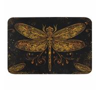 Lungtao Dragonfly Bath Rugs for Bathroom Golden Dragonfly Against Mandala Background Durable Flannel Bath Rug Clearance Mats for Forlaundry Room and Kitchen Decor Carpt Washable 15.7 x 23.6 Inch