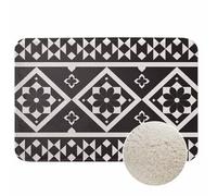 Lungtao Geometric Ethnic Pattern Bath Mat for Bathroom Black and White Bath Rugs Door Mat Non Slip Rubber Backed Bathroom Floor Mat for Bathtub Sink Shower 20"X32"