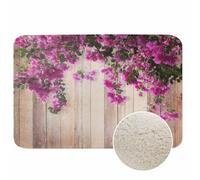 Lungtao Pink Bougainvillea Flower Bath Mat for Bathroom Brown Wood Background Bath Rugs Door Mat Non Slip Rubber Backed Bathroom Floor Mat for Bathtub Sink Shower 20"X32"