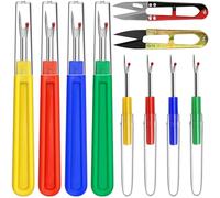 Lunhoo 10-Pack Seam Ripper and Thread Cutter Set, 2 Pairs of Scissor, 4 Big and 4 Small Stitch Unpicker Sewing Tool, Accessories for Sewing Knitting Cross Stitch Braid Fabric DIY Crafting
