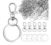 Lunhoo 100 Pcs Keyring Making Kit, Including 50 Swivel Metal Key Rings, and 50 Pcs Lobster Clasps, Split Keychain Clip and Keyring Hoop for Jewelry Making and DIY Crafts