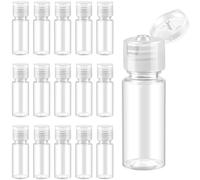 Lunhoo 15 Pcs 15 ml/0.5 oz Clear Plastic Small Travel Bottles for Toiletries, Mini Refillable Cosmetic Sample Containers with Filp Cap for Shampoo Lotion Foundation Essential Oils