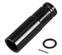 Lunhoo 17mm Deep Impact Socket, 1/2” Square Drive, 6 Point Hex Impact Socket for Long Bolts, Lug Nuts and Scaffolding Tools, Chrome Vanadium Steel with Retaining Pin & O-Ring