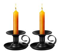 Lunhoo 2 Pack Candle Stick Holder, Metal Taper Candlelight Stand for Party Wedding Christmas Table Home Decoration (Black)