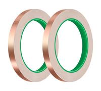Lunhoo 2 Rolls Copper Tape, 10 mm x 20 m, Self-Adhesive Conductive Copper Foil Tape for Slug Snail Repellent, EMI Protection, Craft Decoration, DIY Electrical Repairs