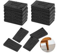 Lunhoo 20-Pack Furniture Levellers Rubber Feet, Flexible Plastic Shims, Door Wedges, Leveling Pads for All Furniture Cabinet Chair Table Leg Extender Appliance Anti-Wobble, Black (20)