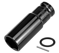 Lunhoo 21mm Deep Impact Socket, 1/2” Square Drive, 6 Point Hex Impact Socket for Long Bolts, Lug Nuts and Scaffolding Tools, Chrome Vanadium Steel with Retaining Pin & O-Ring