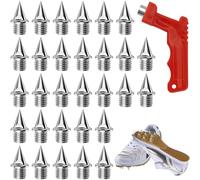 Lunhoo 30 Pcs Running Spikes 1/4 inch, 0.25 in Steel Cone Track Spike Replacement for Sprint, Track and Field Running Shoes, with 1 Spike Wrench