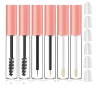 Lunhoo 6 Pcs 10ml Empty Mascara Tube and Wand, Refillable Clear Mascara Tube Cosmetic Containers Set for DIY Castor Oil & Eyelash Serum, include Eyeliner & Lip Gloss Tubes with 6 Stoppers