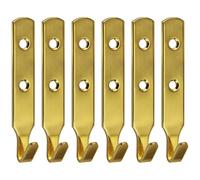 Lunhoo 6 Pieces Heavy Duty Picture Hanging J-Shape Hooks, Golden Picture Hangers for Heavy-Duty Large Pictures, Mirror Hanging and Fixing in Plaster or Solid Wall