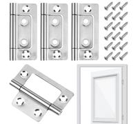 Lunhoo Door Hinges (2 inch) with 18 Screws for Doors, Cabinets, Cupboard, Wardrobes and Louvre Doors, Metal Flush Hinges for Wood (4 Pack)