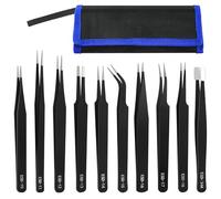Lunhoo Precision Tweezers Set, ESD Anti-Static Stainless-Steel Tweezers for Crafting, Electronics Watch Repairing, Jewelry Making, Modeling Tools (10 Pcs)